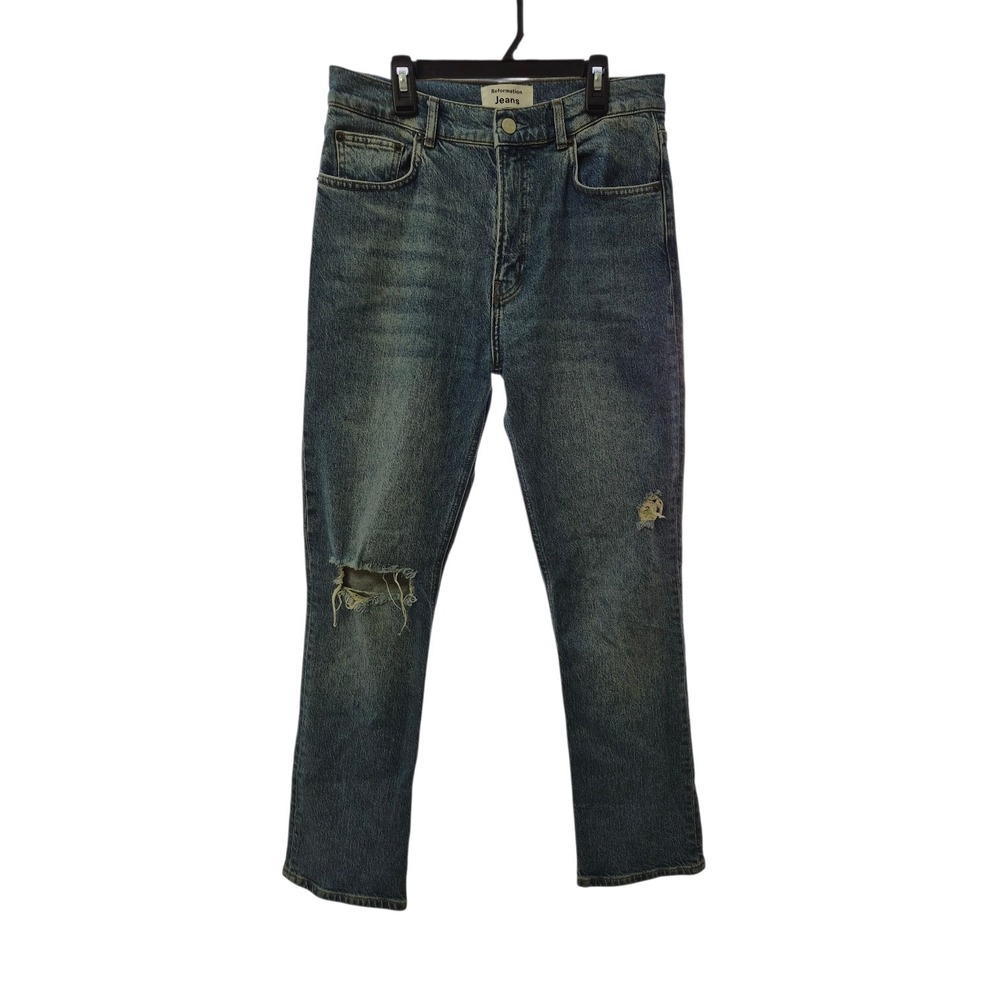 Reformation Liza Ultra High Rise Jeans Women's Size 29‎ Distressed Straight Leg